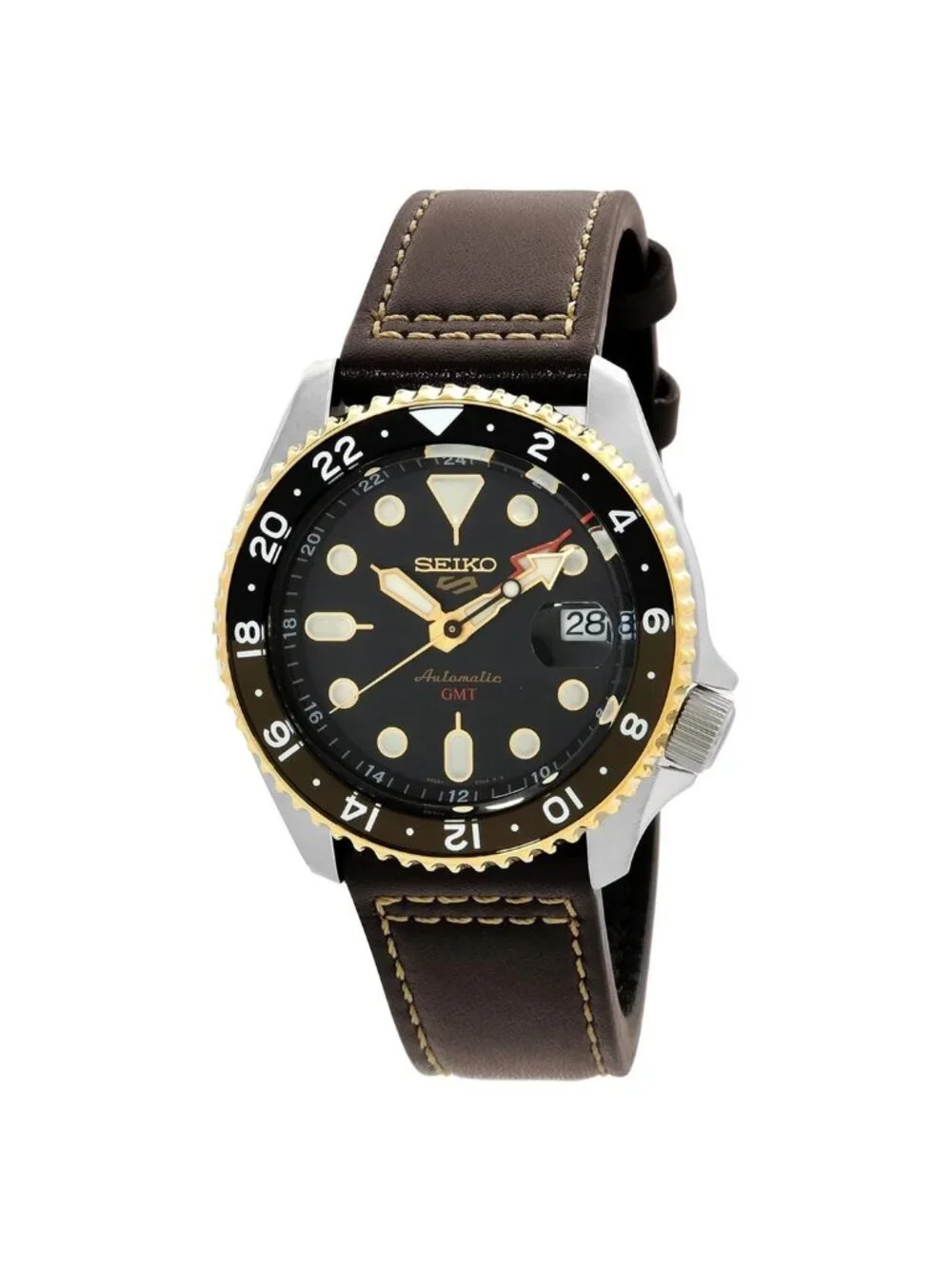 NWT Seiko 5 Sports SKX GMT Automatic Black Dial Men's Watch